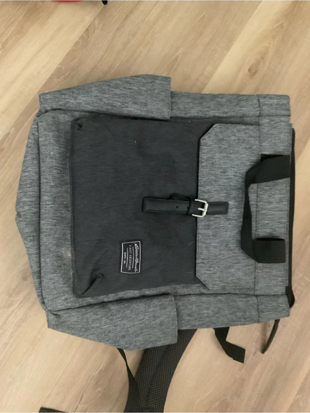 Eddie Bauer Gray and Black Roll-Top Backpack Tote
